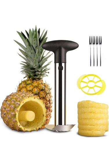 Tazweeq Pineapple Corer Slicer Peeler, Stainless Steel Eye Remover Decorator Wedger Cutter with Fru