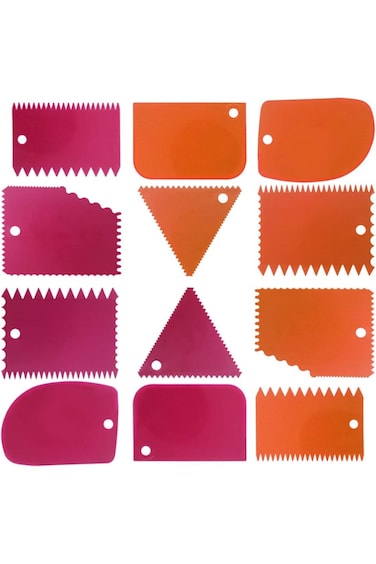 مجموعة أدوات كشط وتنعيم الكيك من داكوان، 12 قطعة من أدوات تقطيع وتنعيم الكيك، وأداة تزيين الكيك