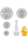 Hariendny Daisy Fondant Cutter, 4PCS Flower Plunger Cutters, 8Petals Daisy Cookie Cutter, Flower Co