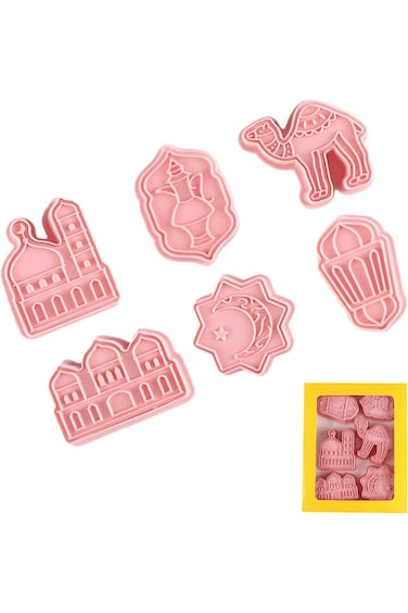 Duomama Ramadan Eid Mubarak Cookie Cutters Set - 6pcs for Fondant, Baking, and Cake Decorating - Mo