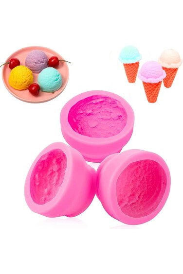 قالب NALACAL ثلاثي الأبعاد على شكل كرة آيس كريم لصابون الشموع الطينية الجص العطري، قوالب السيليكون