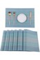 ALMEKAQUZ 6 Pack Home Pure Linen Placemats Chambray Teal Athena Pure Linen Natural Fabric Handcraft