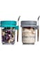 HSQMA Overnight Oats Container with Lid and Spoon, 2PCS 350ml Overnight Oats Jars, Breakfast Contai