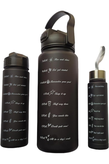 3 Premium Motivational BPA-Free Sports Water Bottle &ndash; Inspiring Hydration with Time Markers &amp; Quote