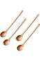 SWIUKPHE Wood Mixing Spoon, 4 Pieces Long Handle Wooden Spoons for Kitchen Stirring and Cooking, 13