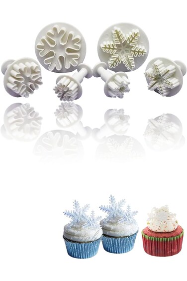 Sweet seven Snowflake Cookie Cutter Set - Plastic Fondant Cake Decoration Tool for Icing and Cake E