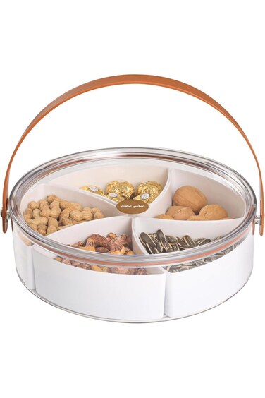 صينية تقديم مقسمة من بايبي مع غطاء، طبق مقسم محمول قابل للإزالة وحاويات تخزين طعام مع