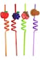 Garden Of Arts Curly 4 PCS Reusable Straws Smoothie Drinking Straws for Milkshakes Frozen Drinks (R