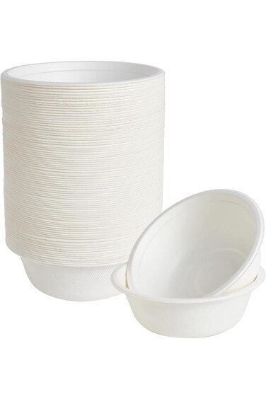 Pecbase 16 Ounce Round Small Paper Bowls, Disposable Soup Bowl [50-Pack] - Biodegradable Bagasse Ho