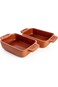 LUKSYOL Handmade Terracotta Rectangular Oven Tray - Authentic Mexican Pottery for Tajine, Moroccan,