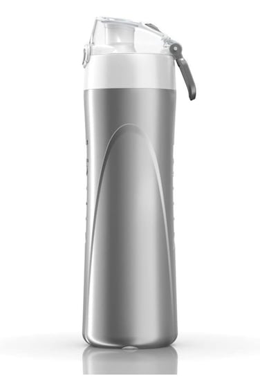 زجاجة مياه شرب رمادية/بيضاء سعة 1/4 أونصة