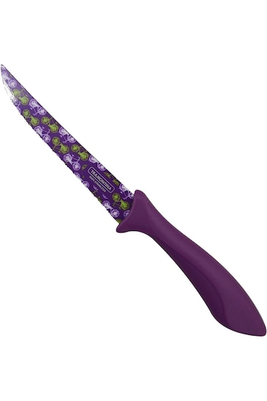 Tramontina Colorcut 5 Inches Utility Knife with Stainless Steel Decorated Blade and Purple Polyprop