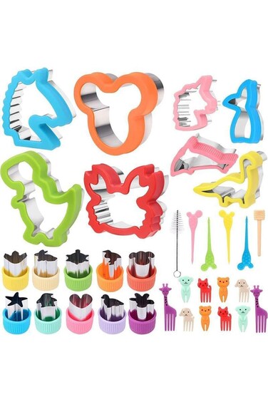 Fawoonu Sandwich Cutter 34pcs Animal Sandwich Cutters for Children Dinosaur Unicorn Mermaid Cookie