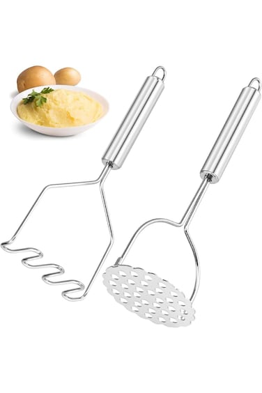 ALMEKAQUZ Potato Masher,Heavy Duty Stainless Steel Integrated Masher for Fruit&amp; Vegetables,Kitchen