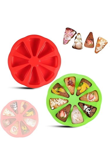 2 Pcs Silicone Baking Molds, 8-Cavity Non-Stick Cake Pan Reusable Cake Mould Pizza Pan, Heat-Resist