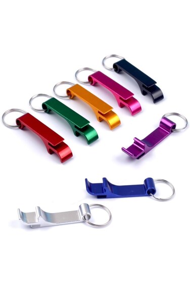AGREON Colorful Aluminum Bottle Opener 8 Pack With Keychain - Mini Can Opener for Daily Use and Gif