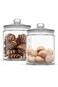 2 Pieces Elegant Cookie Jar Large Glass Jar with Glass Lid, Candy Cookie Jar with Lid for Kitchen C