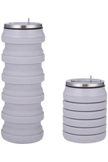 ALMEKAQUZ Collapsible Water Bottle,Straw Silicone Collapsible Water Bottle,Reusable Mug,Leak-proof