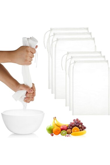 ALMEKAQUZ 6Pack Nut Bag Strainer, 2 Size Cheesecloth Bags for Straining, Nylon Cheese Cloth Bags, R