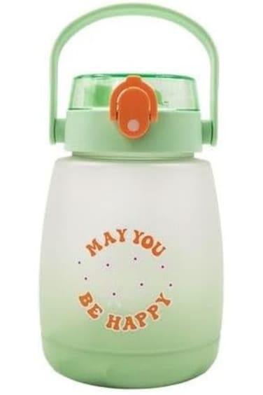 Miniso Plastic Water Bottle with Shoulder Strap for Kids, 1300 ml Capacity, Gradient Green
