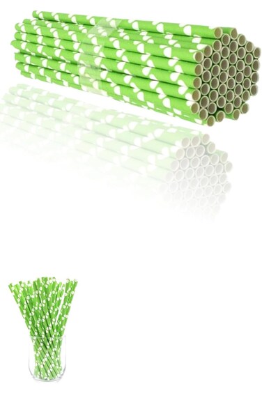 Sweet seven Fancy Biodegradable Paper Drinking Straws - 100 Pcs Bulk Colorful Straws for Parties, B