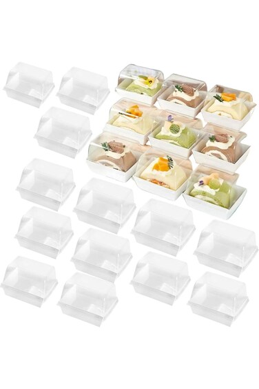 NOVOLAN Swiss Roll Cake Box, 25-Pack Transparent Dessert Packaging for Swiss Roll Cake, Towel Cake
