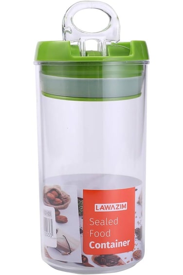 Lawazim Sealed Food Container -7x15cm- Round Green- Leak-Proof BPA-Free Plastic Container for Food