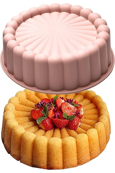 Silicone Charlotte Cake Pan Reusable Mold Fluted Cake Pan Nonstick Round Silicone Molds for Strawbe