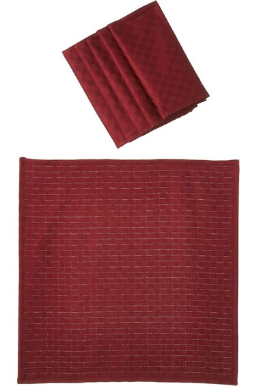 مناديل طاولة دوبي جاكار قطنية ١٠٠٪ من برنسيس - ٥٠ × ٥٠ سم - مجموعة من ٦ قطع - لون عنابي