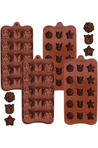 قالب سيليكون على شكل زهرة شوكولاتة، قالب حلوى كيك على شكل نجوم قابلة لإعادة الاستخدام لصنع الحلوى