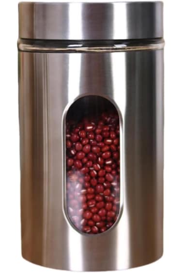 تخزين من الفولاذ المقاوم للصدأ، علب زجاجية من الفولاذ المقاوم للصدأ، مرطبان تخزين للمطبخ، مع نافذة زجاجية وتهوية