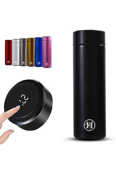 Shopnic Smart Water Bottle with LED Temperature Display &ndash; Double Wall Vacuum Insulated Bottle with