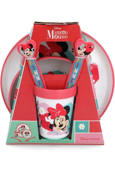 Stor 5-Piece Microwave Safe Plastic Premium Bicolor Minnie Mouse Dinnerware Set Multicolor