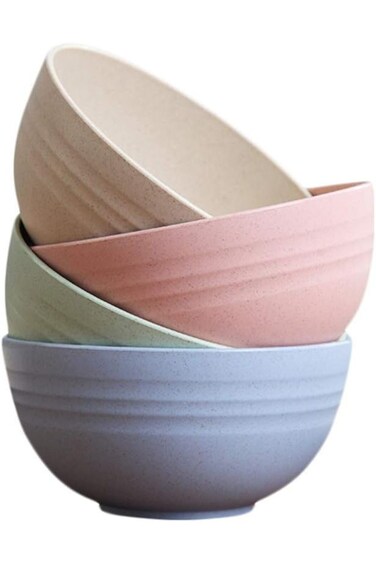 Cranviech 4pcs Wheat Straw Bowls Tableware Set, Unbreakable Cereal Bowls Non-Toxin Healthy Eco-Frie