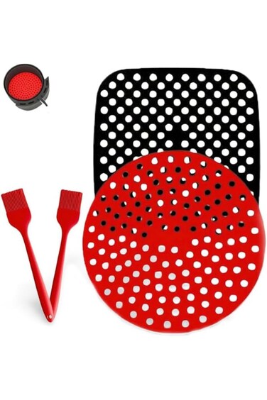 2-Pack Reusable Air Fryer Silicone Liners with Basting Brush - Non-Stick Oven Liners for AirFryer,