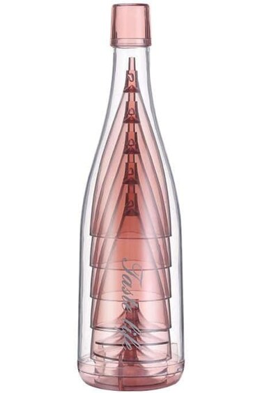 Portable Reusable Plastic Wine and Champagne Glasses Set of 5 Cups with Hard Storage Bottle (Green)