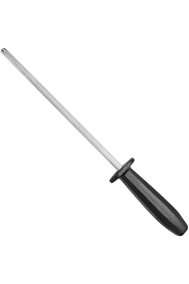 Tramontina Plenus 8 Inches Grooved Sharpener with Carbon Steel Rod and Black Polypropylene Handle