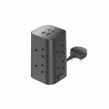 Anker USB Power Strip with USB slots, 12-in-1 surge protection extension socket with Switch (13A, 2990w), USB C power strip for fast charging 20W, 8 AC ports, 4 USB ports, 2m extension cable