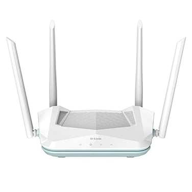دي-لينك راوتر واي فاي 6، AX1500 سلسلة ايه اي 802.11AX نظام شبكة جيجابت ثنائي النطاق للمنزل الذكي (R15)، ابيض