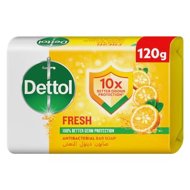 Dettol Fresh Bar Soap, Citrus &amp; Orange Blossom Scent, 120g