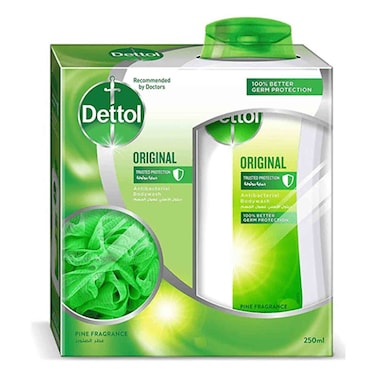 Dettol Original Shower Gel &amp; Body Wash, 250ml with Puff