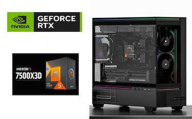 كمبيوتر ألعاب - Ryzen 5 7500X3D / RTX 5070 12GB / 16GB DDR5 / 1TB NVMe SSD - أسود