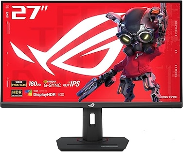 شاشة ألعاب ASUS ROG Strix مقاس 27 بوصة بدقة QHD (2560x1440) وتقنية HDR400 ومنفذ USB-C (XG27ACS)، معدل تحديث 180 هرتز، زمن استجابة 1 مللي ثانية، تقنية IPS سريعة