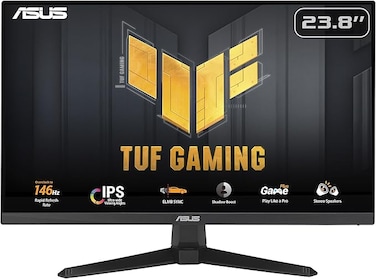 شاشة الألعاب ASUS TUF Gaming VG249QE5A: 23.8 بوصة، دقة Full HD (1920x1080)، معدل تحديث يصل إلى 146 هرتز (أعلى من 144 هرتز)، تقنية IPS، مزامنة ELMB، زمن استجابة 1 مللي ثانية MPRT