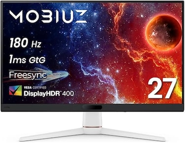 شاشة ألعاب BenQ MOBIUZ EX271 مقاس 27 بوصة، دقة FHD، معدل تحديث 180 هرتز، زمن استجابة 1 مللي ثانية، تقنية AMD FreeSync، منافذ DP 1.2 وHDMI 2.0 وUSB، تغطية 95% من نطاق ألوان P3، تقنية AMD FreeSync
