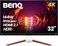 BenQ MOBIUZ EX3210U Gaming Monitor With 2.1 Audio &amp; subwoofer, HDMI 2.1 (32 inch, 4k UHD, IPS, 2160P, 144 Hz 1ms HDR 600, FreeSync Pro, Noise Cancellation, Remote Control) Metallic Grey