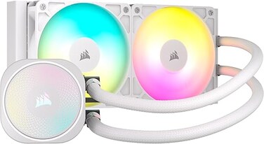 مبرد سائل متكامل Corsair NAUTILUS 240 RS ARGB، مقاس 240 مم، متوافق مع معالجات Intel LGA 1851/1700 و AMD AM5/AM4، يتضمن مروحتين RS120 ARGB - أبيض