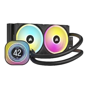 مبرد المعالج السائل Corsair iCUE LINK H100i LCD - نظام تبريد متكامل 240 مم - مراوح QX120 RGB - شاشة IPS LCD مقاس 2.1 بوصة - متوافق مع معالجات Intel LGA 1700 و AMD AM5 - يتضمن وحدة iCUE LINK System Hub