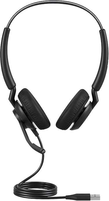 سماعة رأس ستيريو سلكية Jabra Engage 40 مع تحكم مدمج في المكالمات، وتقنية إلغاء الضوضاء بميكروفونين، وكابل USB-A - متوافقة مع جميع منصات الاتصالات الموحدة الرائدة - أسود