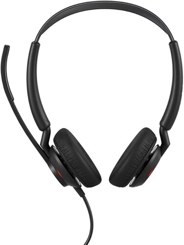 سماعة رأس ستيريو سلكية Jabra Engage 50 II مع تحكم Link Call، وتقنية إلغاء الضوضاء بثلاثة ميكروفونات، وكابل USB-C، خفيفة الوزن للغاية - معتمدة من مايكروسوفت تيمز، تعمل مع جميع المنصات الأخرى - أسود